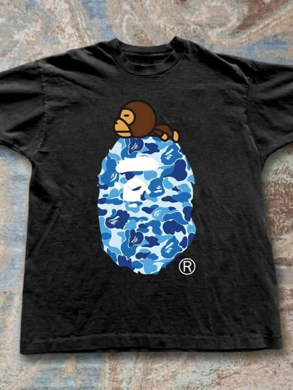 BAPE black and blue camo tee